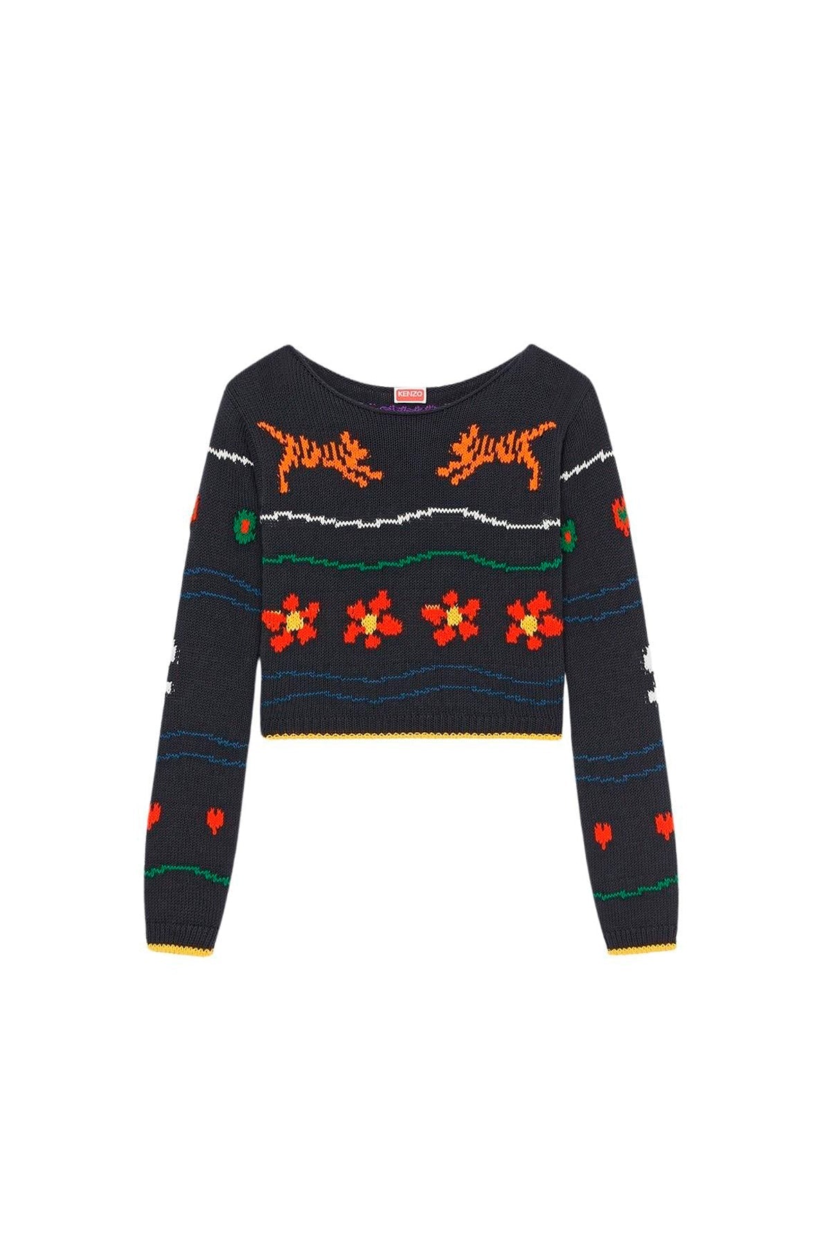 Kenzo Pixel Cropped Sweater - Black