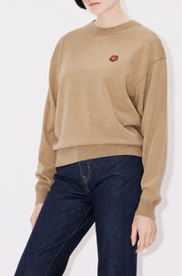 Pull brodé "Boke Flower" en laine - Tabac