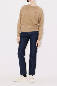 Pull brodé "Boke Flower" en laine - Tabac