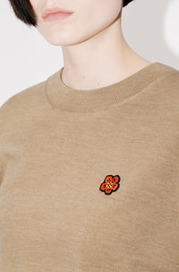 Pull brodé "Boke Flower" en laine - Tabac