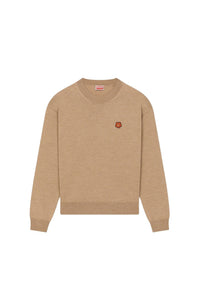 Pull brodé "Boke Flower" en laine - Tabac
