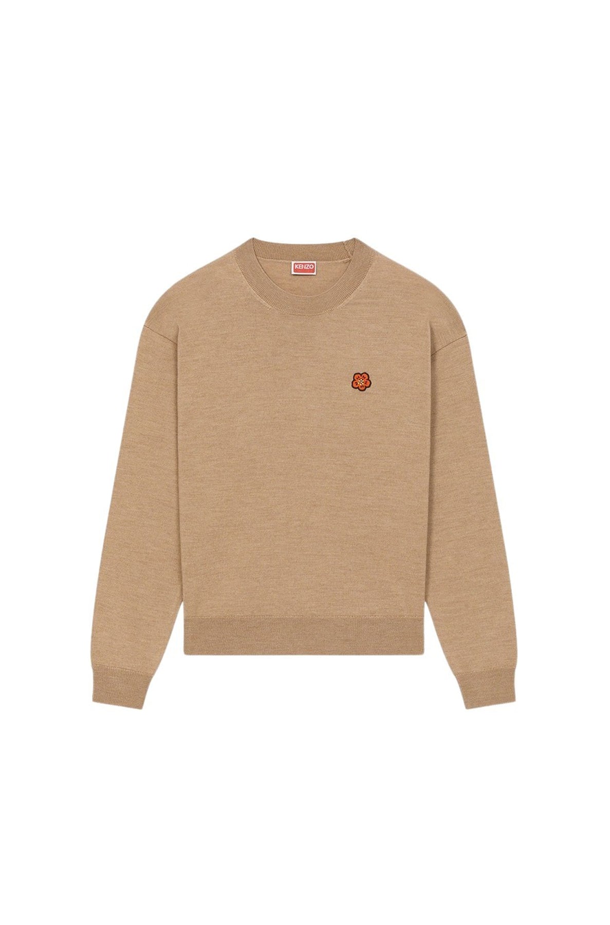 Pull brodé "Boke Flower" en laine - Tabac