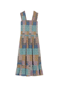Robe midi plissée "Patchwork" - Multicolor
