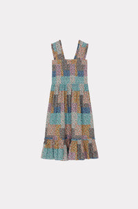 Robe midi plissée "Patchwork" - Multicolor