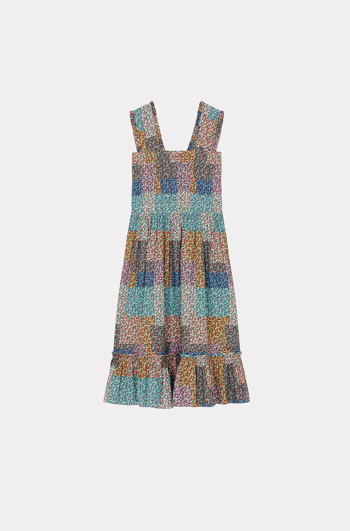 Robe midi plissée "Patchwork" - Multicolor