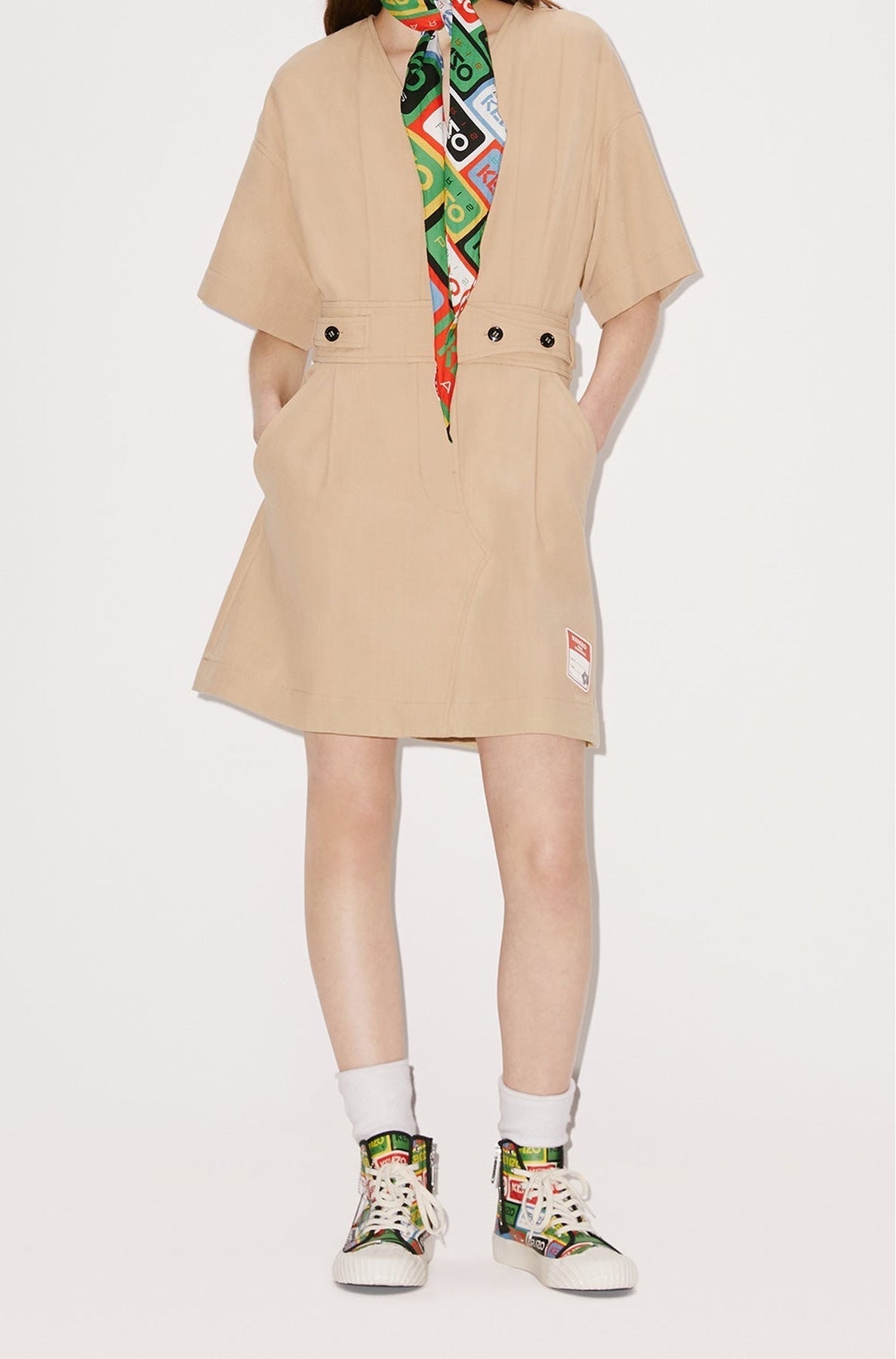 Robe à ceinture réglable - Beige