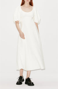 Robe midi en broderie anglaise - Off White
