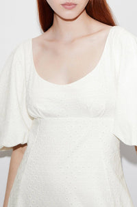 Robe midi en broderie anglaise - Off White