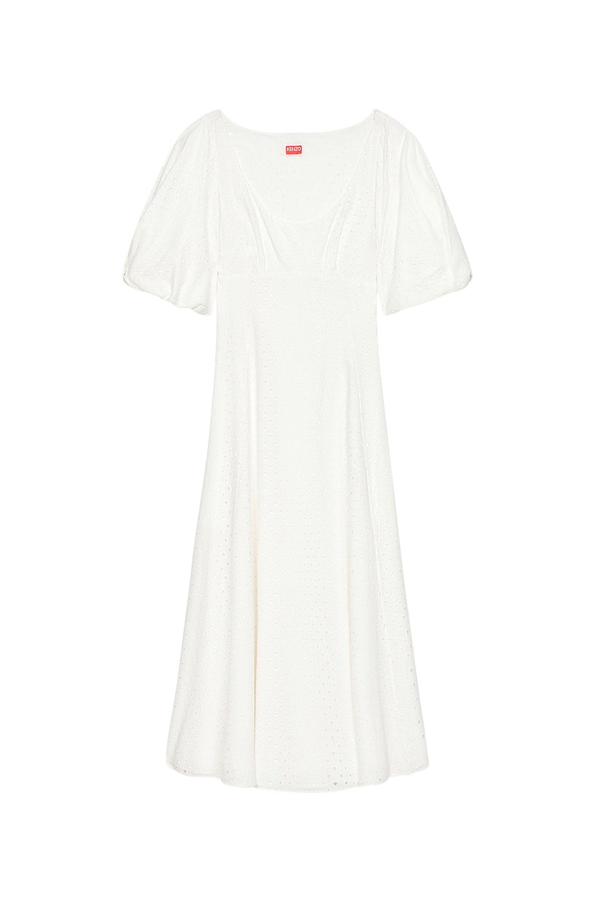 Robe midi en broderie anglaise - Off White