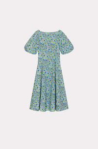 Robe midi en broderie anglaise - Cyan