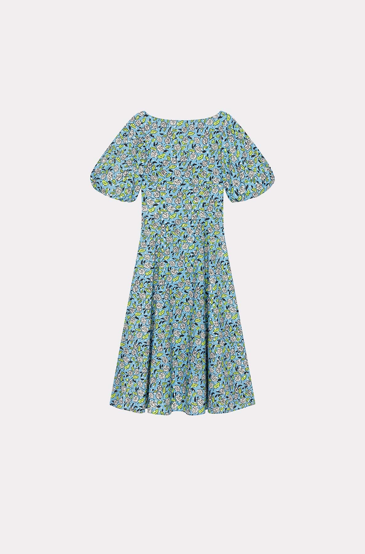 Robe midi en broderie anglaise - Cyan