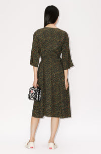 Robe midi imprimée - Khaki