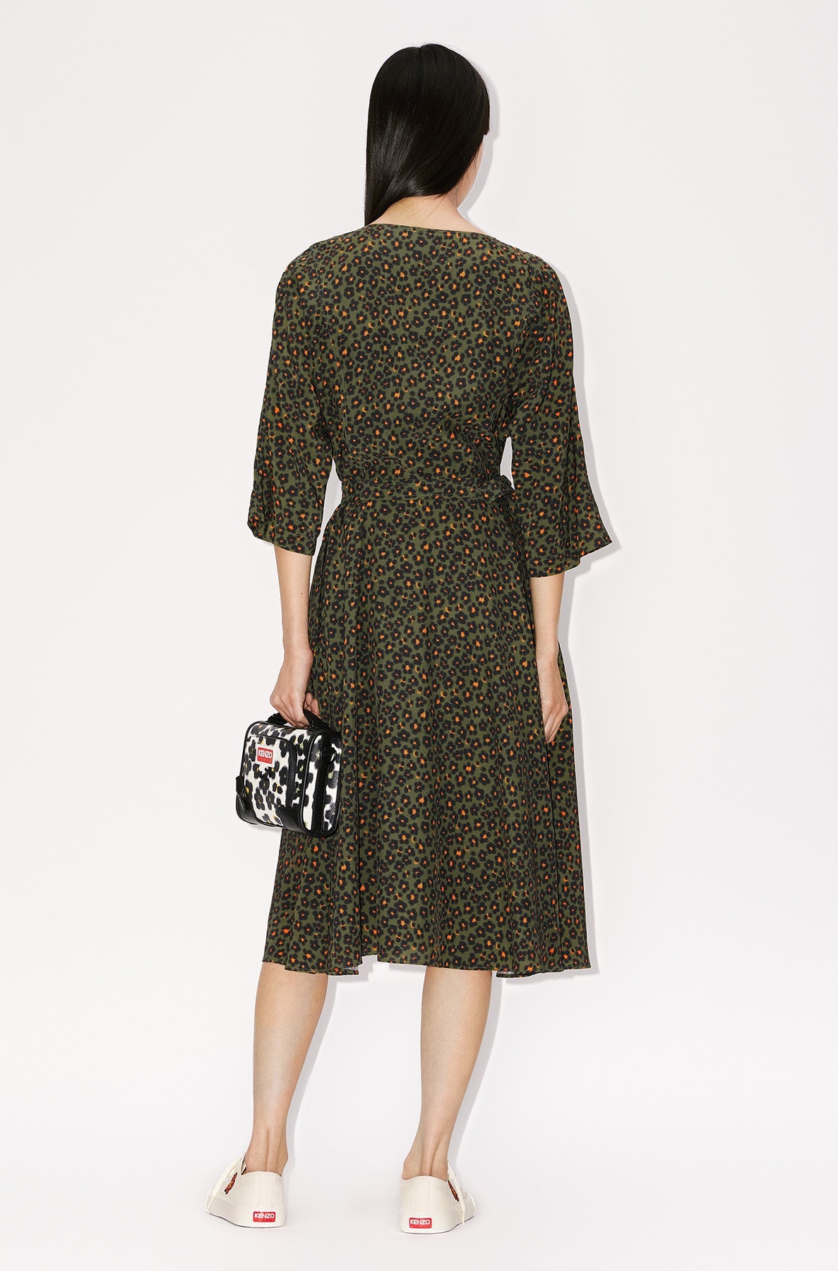 Robe midi imprimée - Khaki