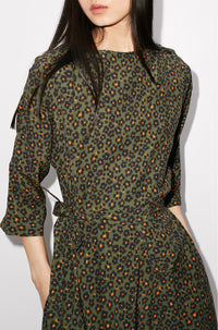Robe midi imprimée - Khaki