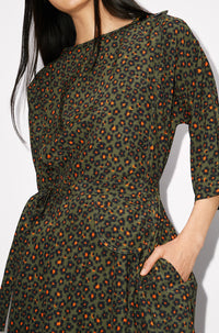 Robe midi imprimée - Khaki