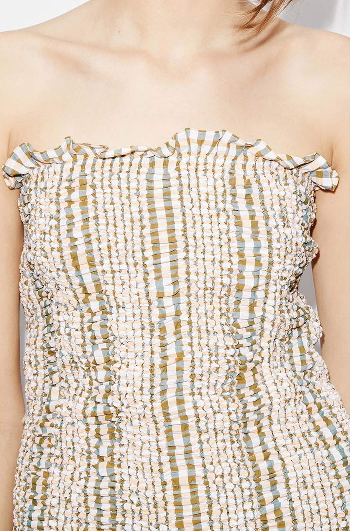 Robe bustier smockée - Grass Green
