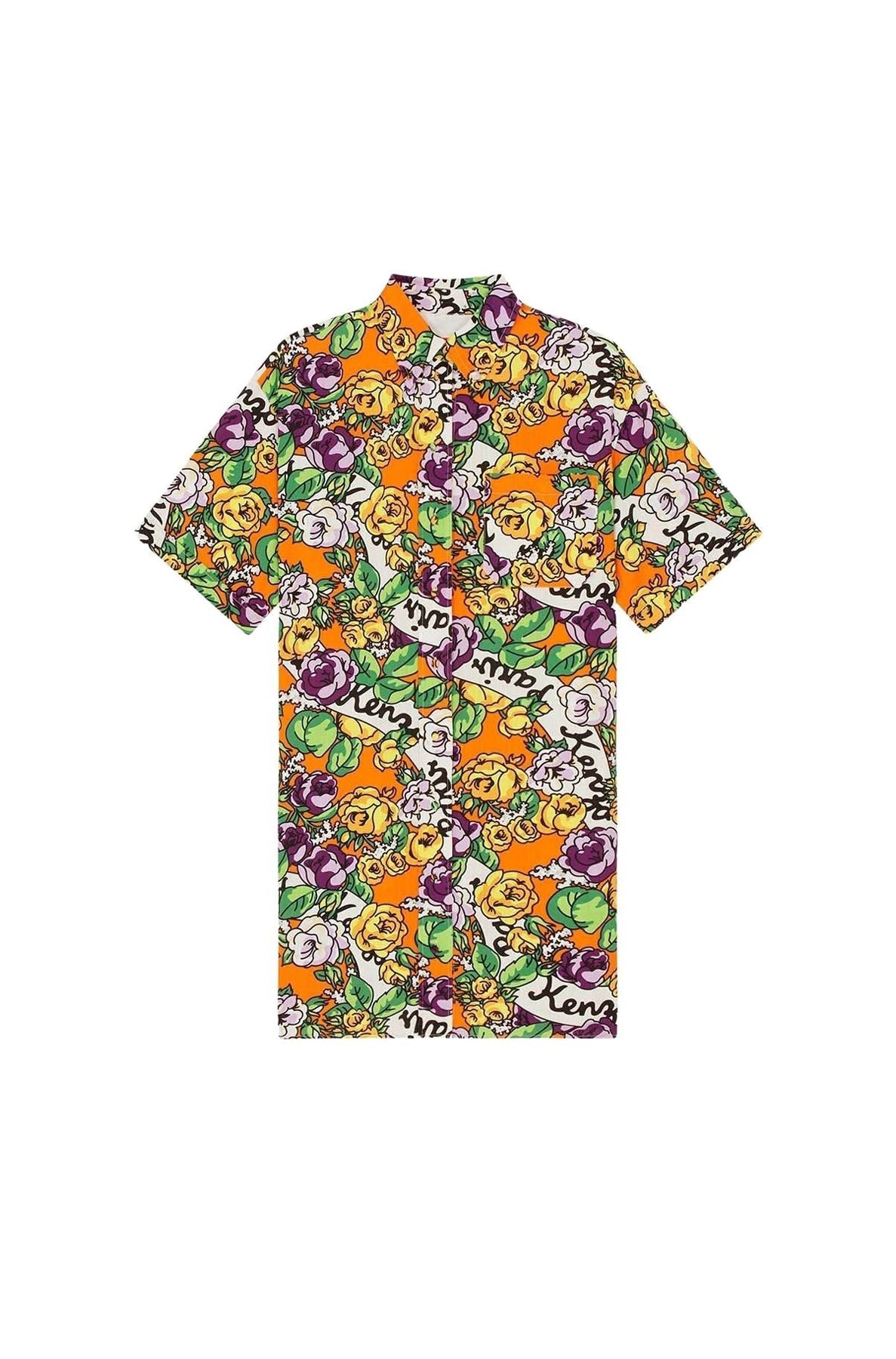 Robe chemise Hawaiian Flower - Medium Orange