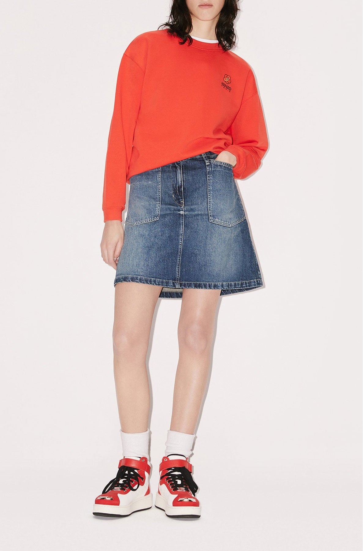 Sweatshirt brodé "Boke Flower" - Medium Red