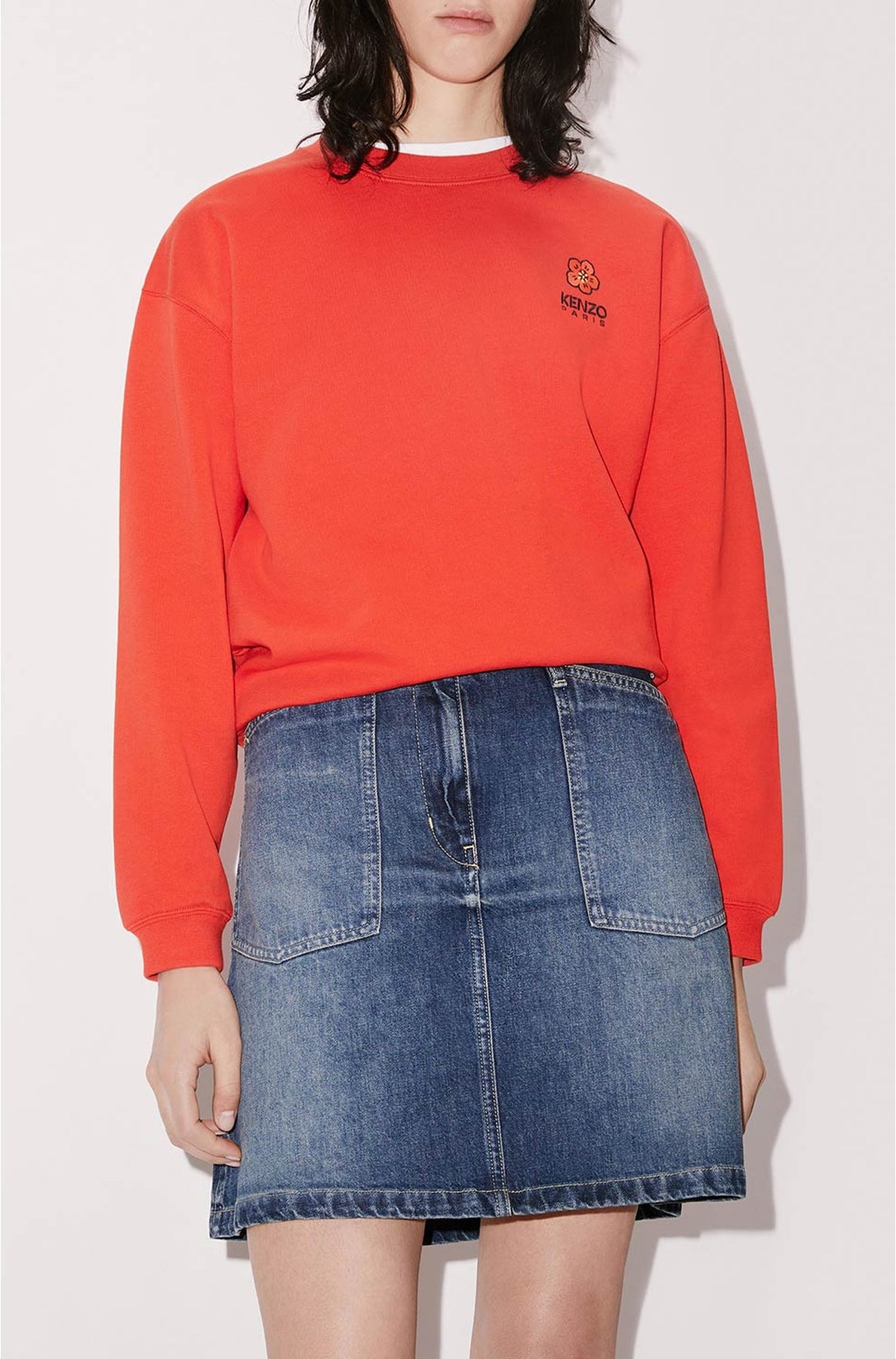 Sweatshirt brodé "Boke Flower" - Medium Red
