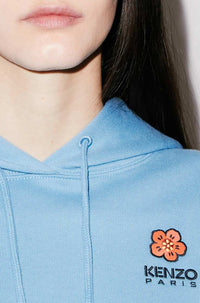 Sweatshirt à capuche brodé "Boke Flower" - Cyan