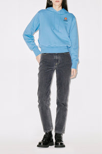 Sweatshirt à capuche brodé "Boke Flower" - Cyan
