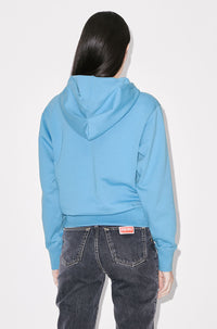 Sweatshirt à capuche brodé "Boke Flower" - Cyan