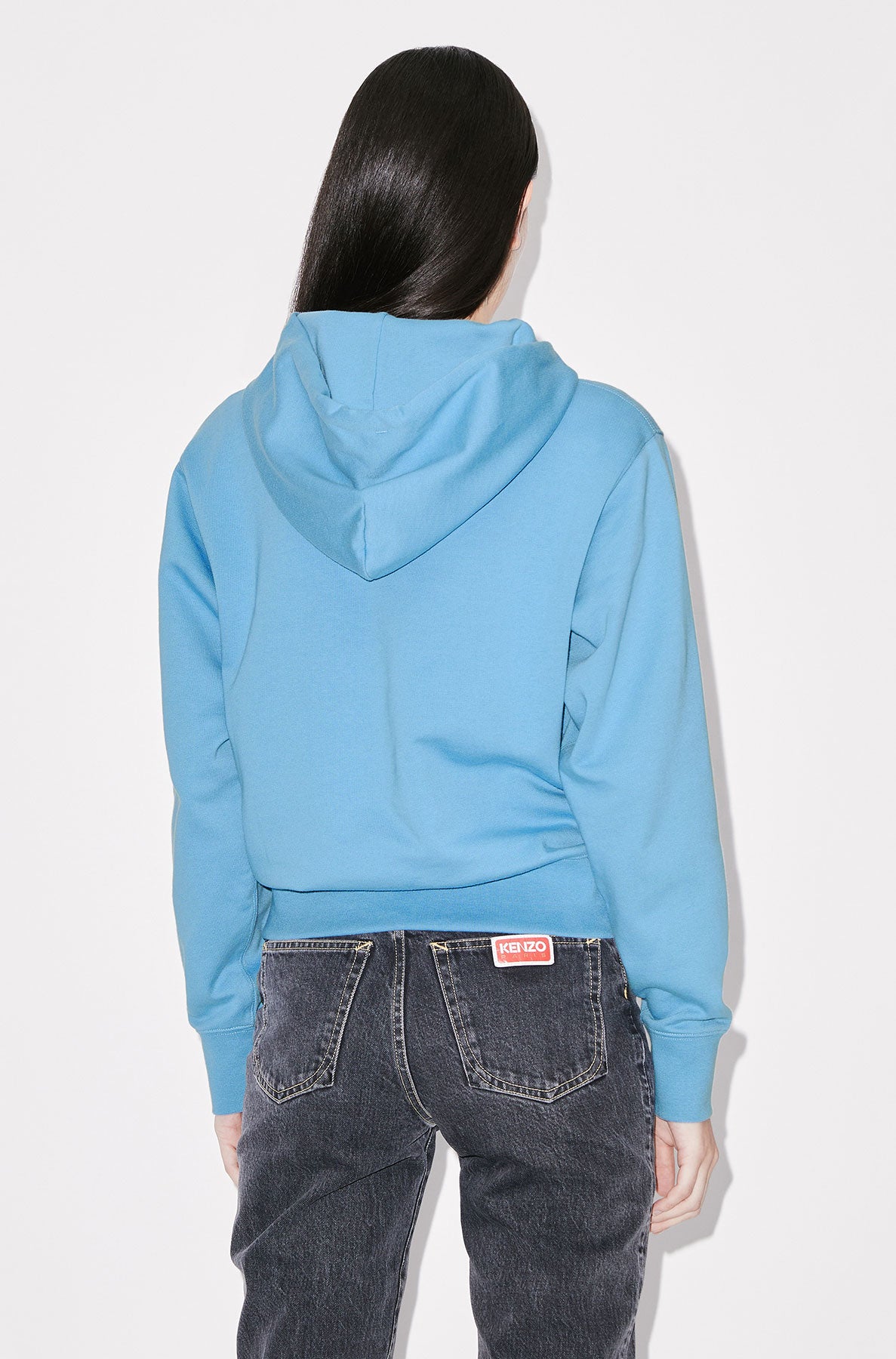 Sweatshirt à capuche brodé "Boke Flower" - Cyan
