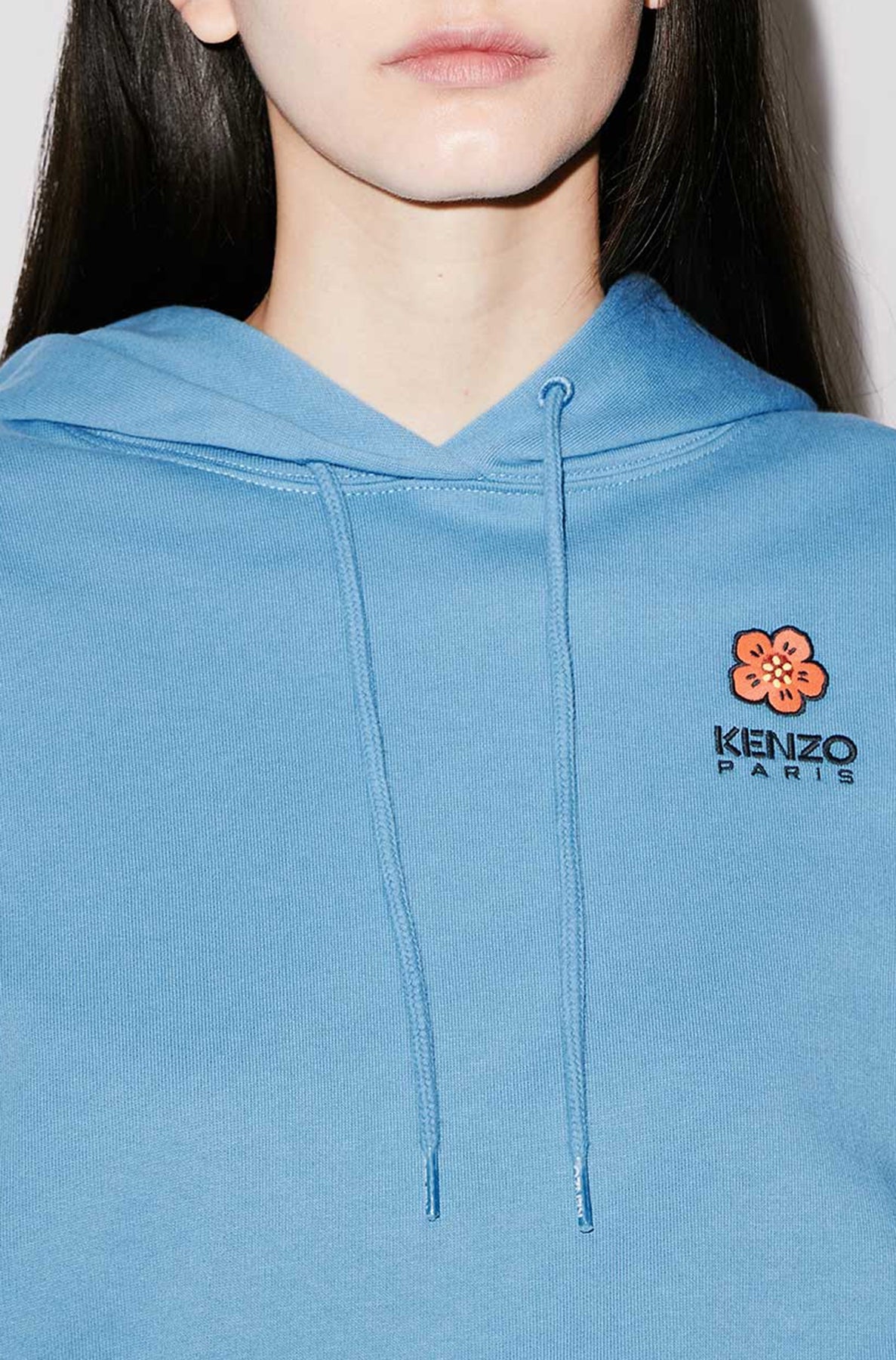 Sweatshirt à capuche brodé "Boke Flower" - Cyan