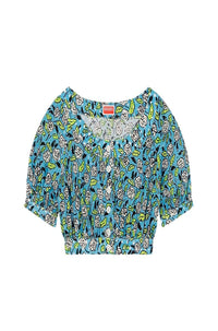 Blouse à broderie anglaise - Cyan