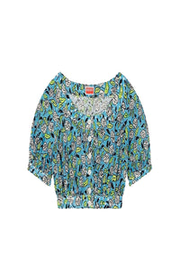 Blouse à broderie anglaise - Cyan