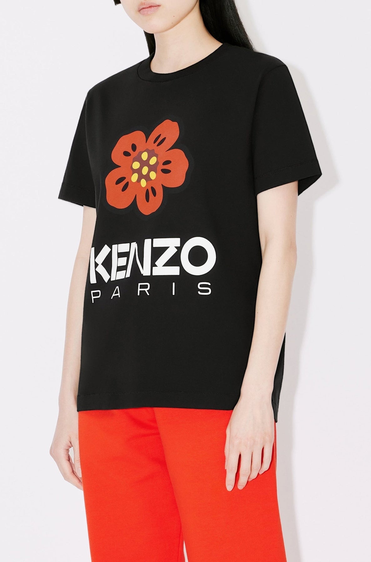 T-shirt loose Boke Flower - Black