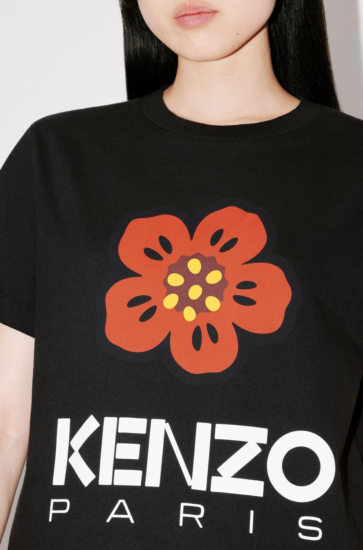 T-shirt loose Boke Flower - Black