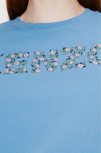 T-shirt with floral print - Cyan