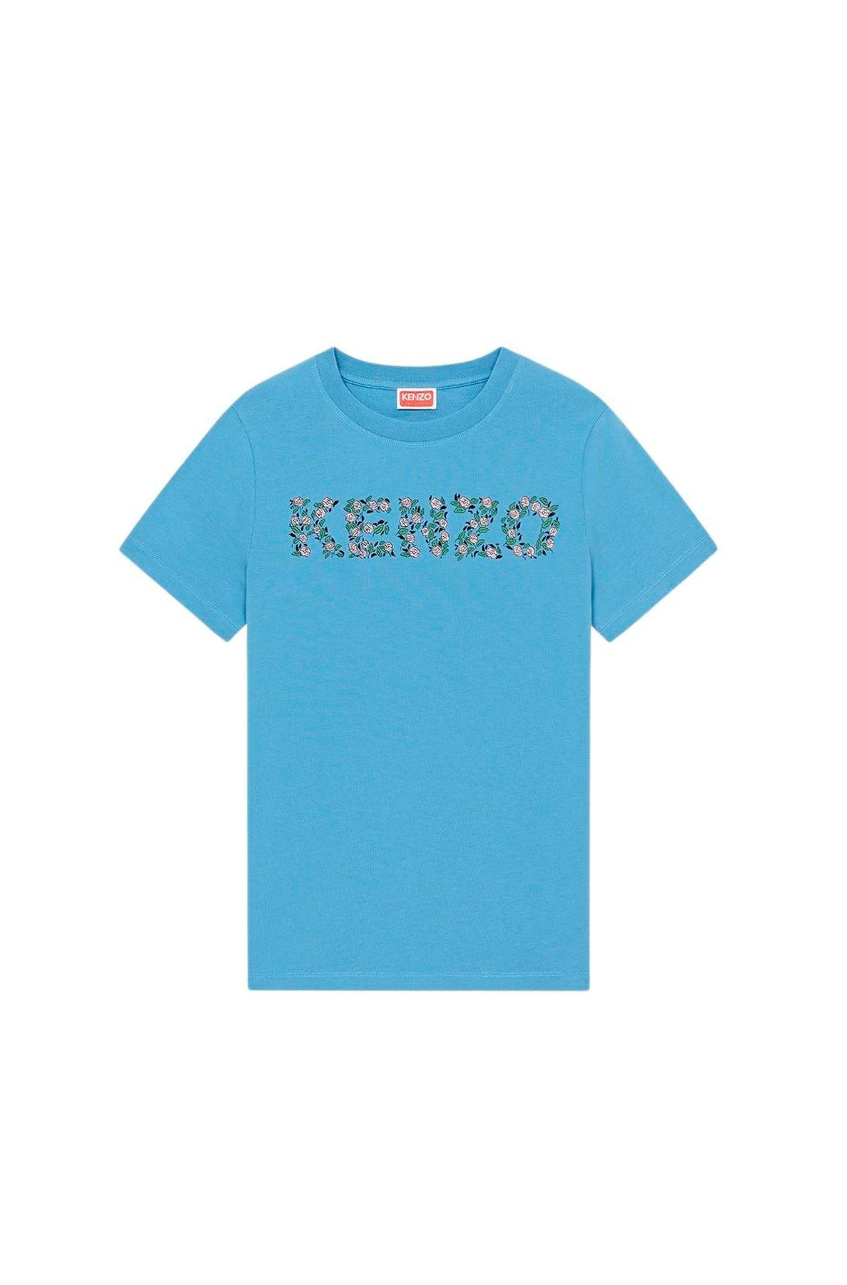 T-shirt with floral print - Cyan