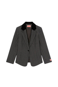 Blazer ajustée à rayures en laine - Anthracite