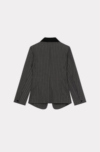 Blazer ajustée à rayures en laine - Anthracite