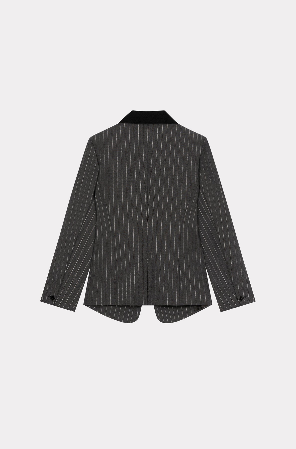Blazer ajustée à rayures en laine - Anthracite