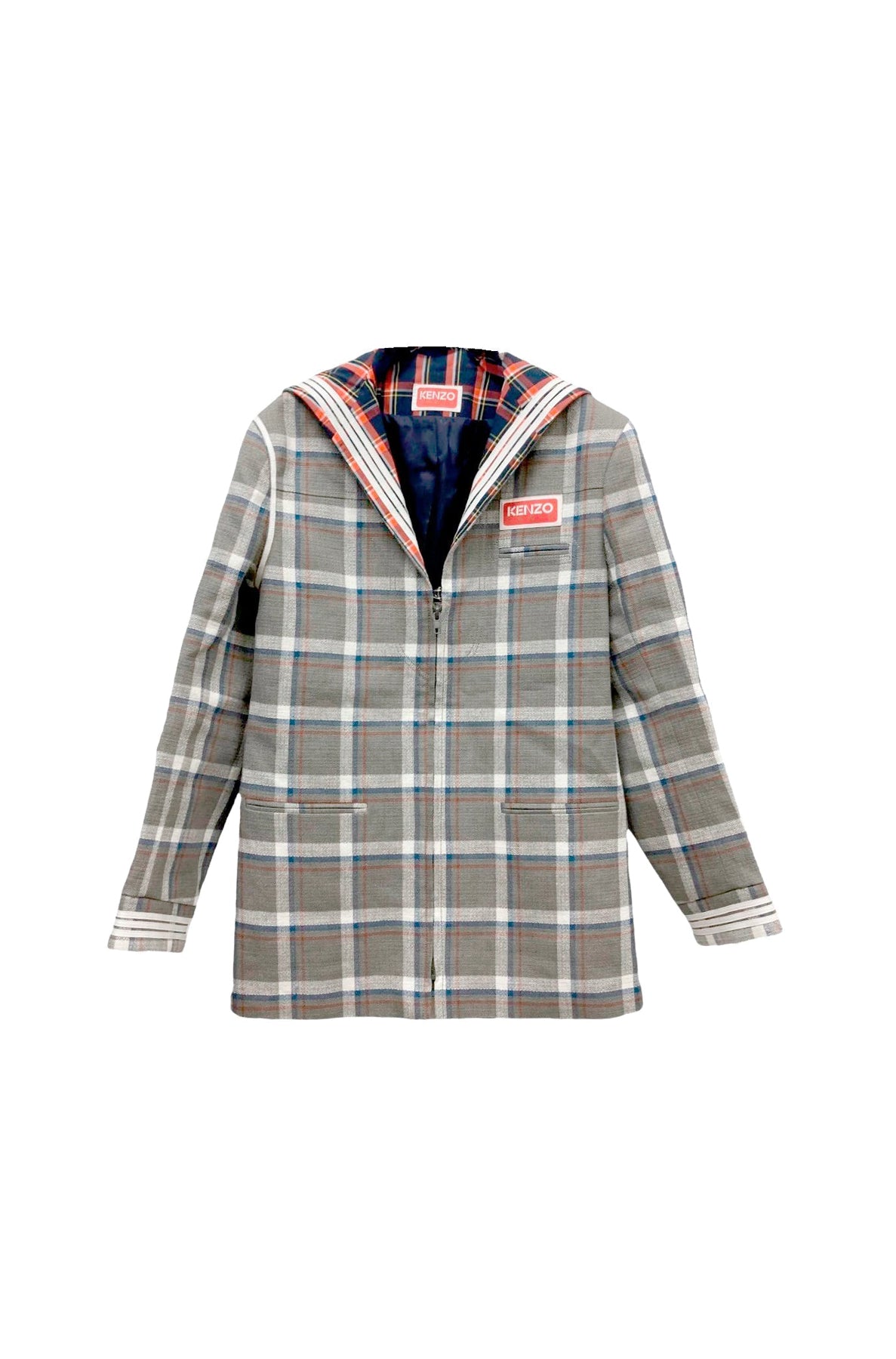 Veste à carreaux en lin - Middle Grey