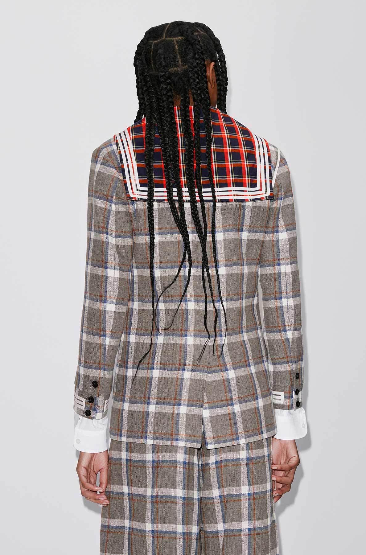 Veste à carreaux en lin - Middle Grey