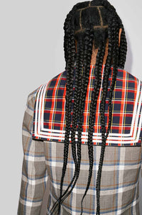 Veste à carreaux en lin - Middle Grey