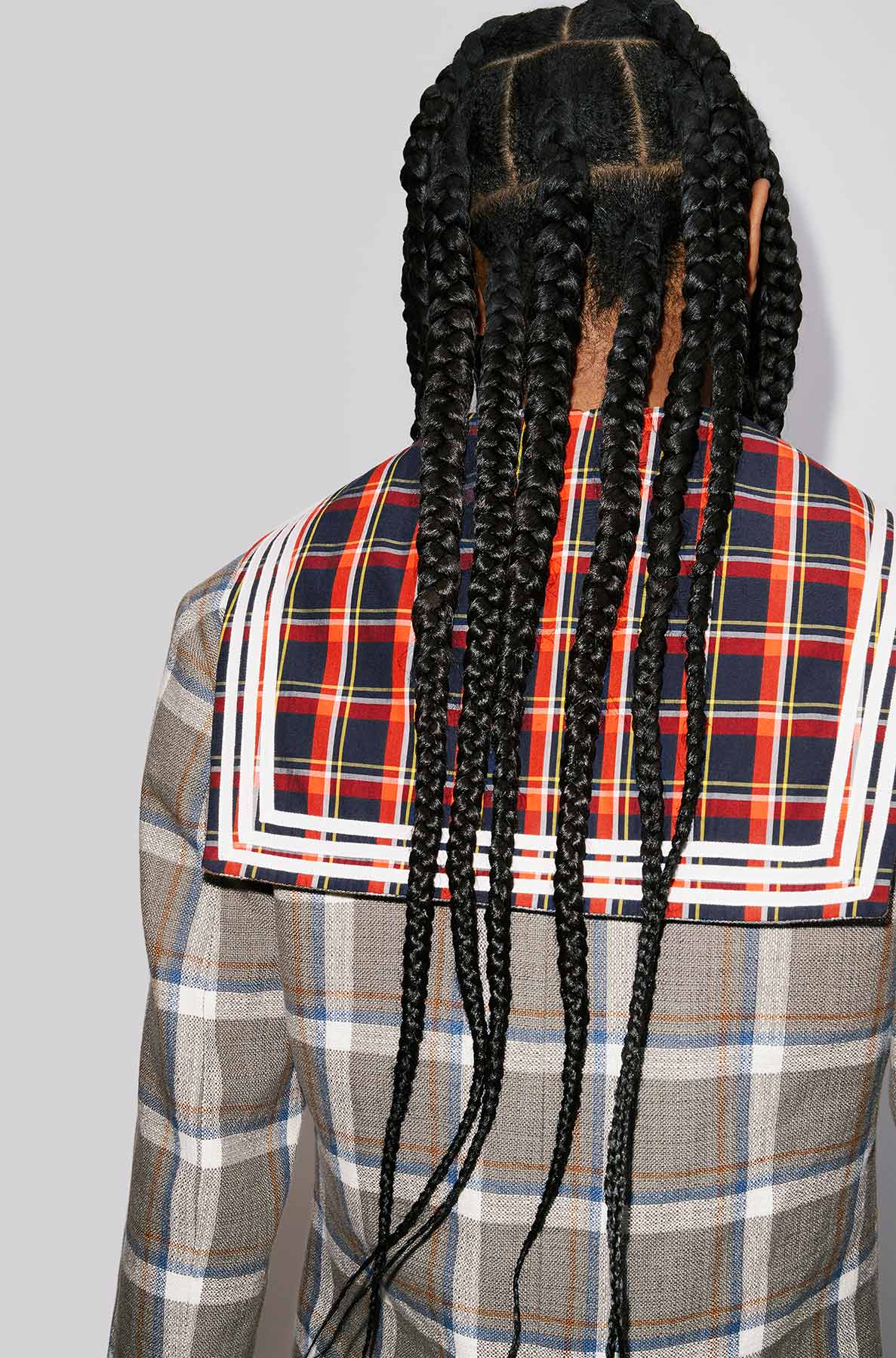 Veste à carreaux en lin - Middle Grey
