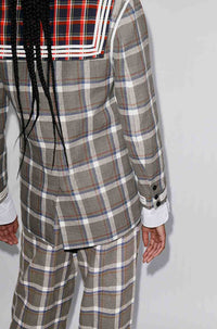Veste à carreaux en lin - Middle Grey