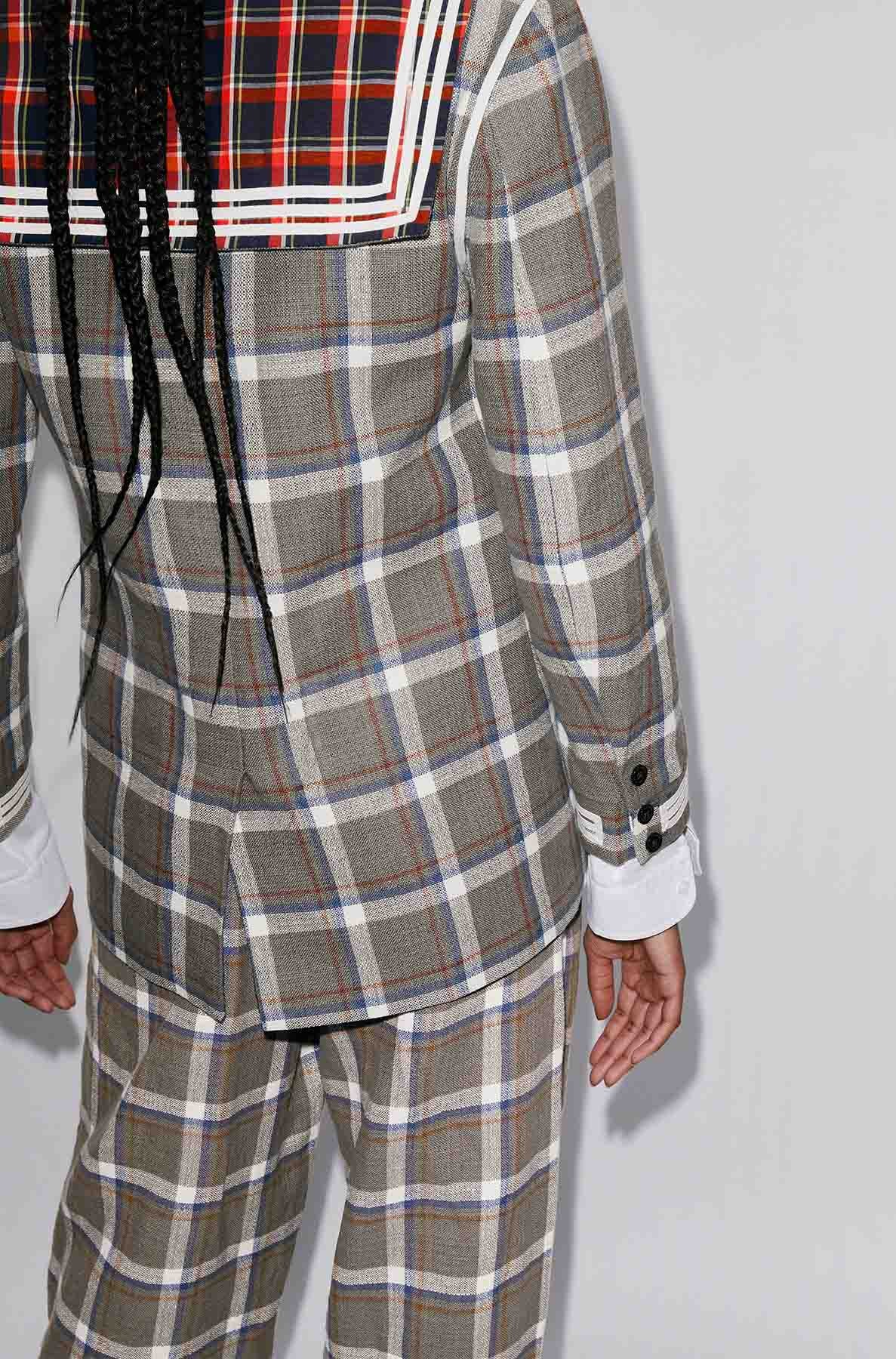 Veste à carreaux en lin - Middle Grey