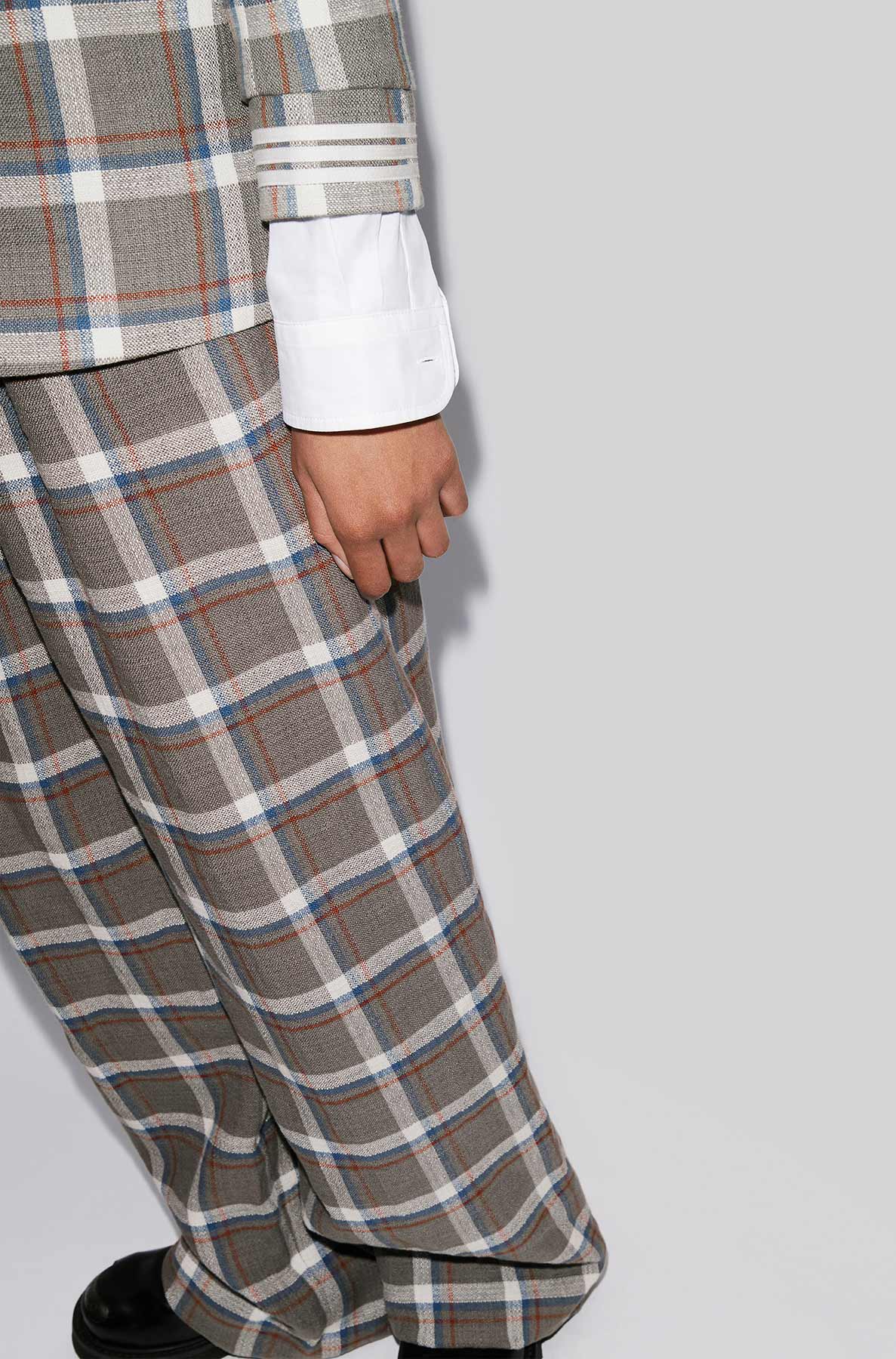 Veste à carreaux en lin - Middle Grey