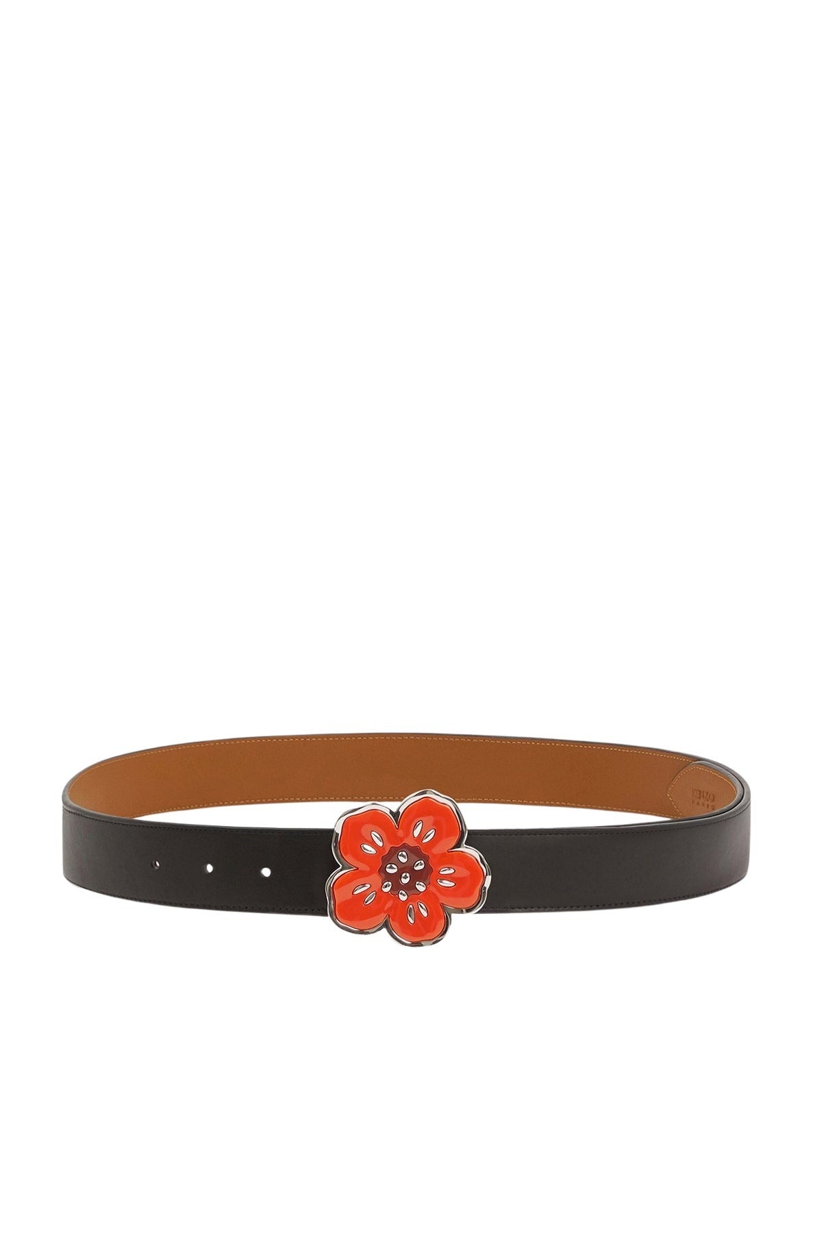 Ceinture large réversible "Boke Flower" en cuir - Black