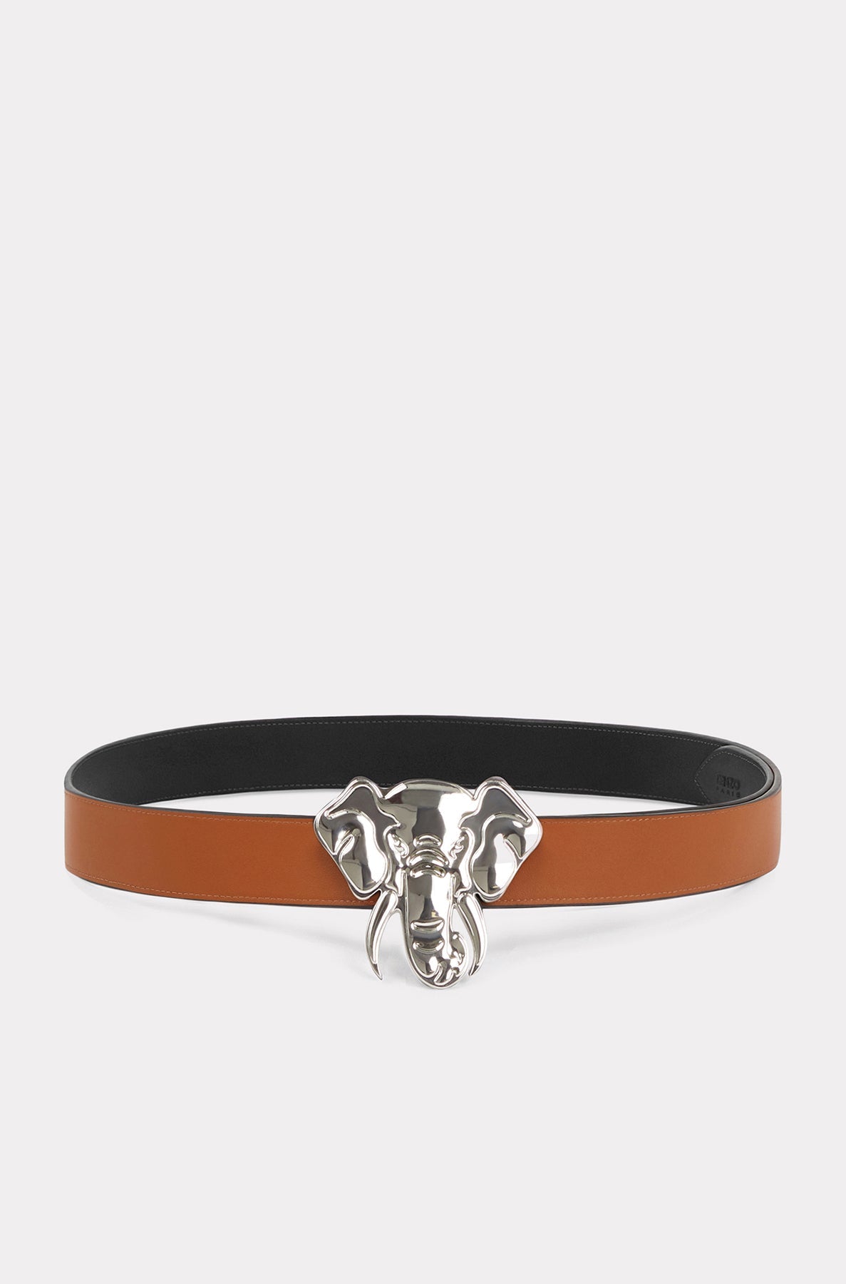 Ceinture large réversible "Kenzo Éléphant" en cuir - Black