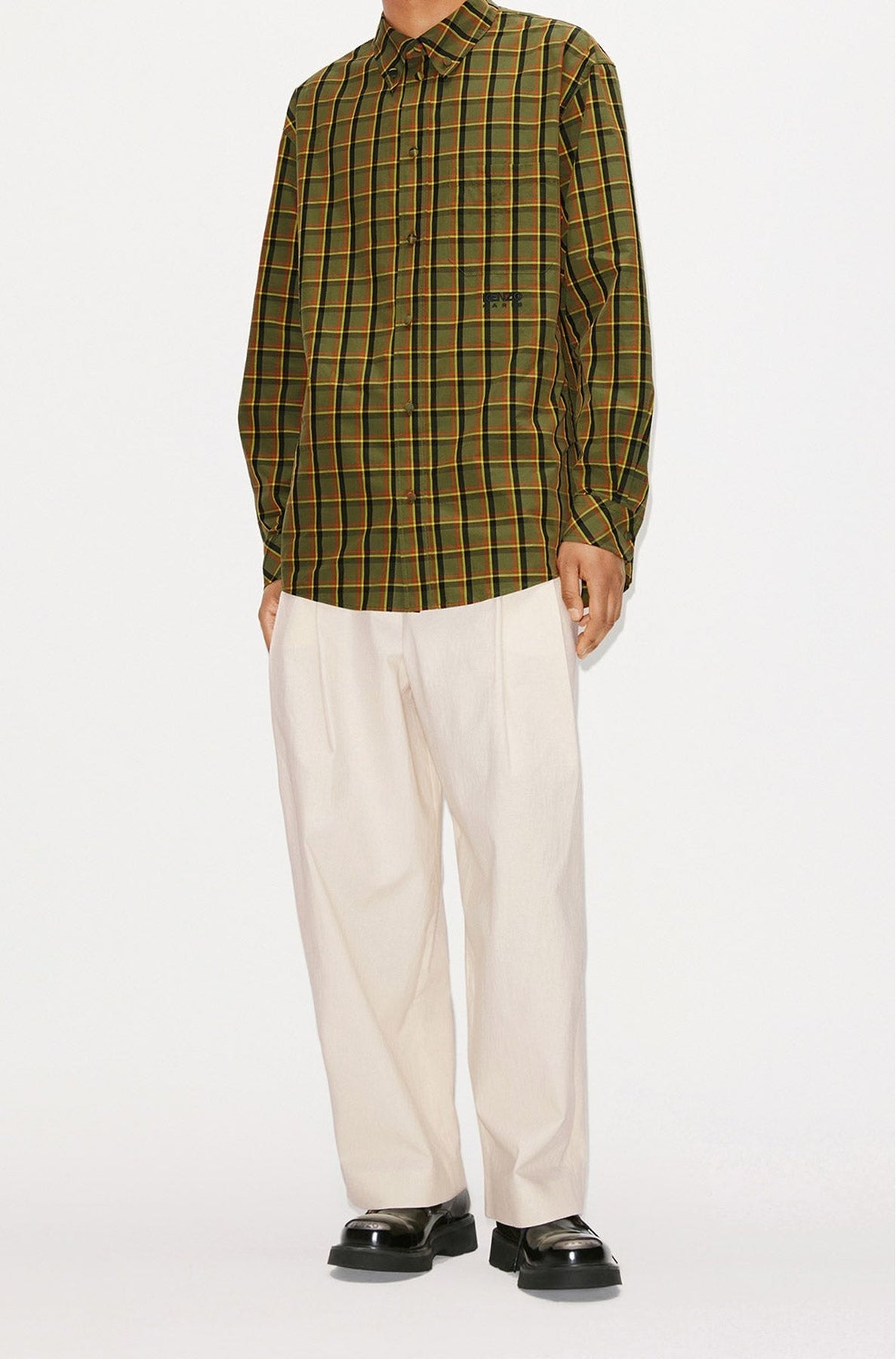 Chemise casual à carreaux - Khaki