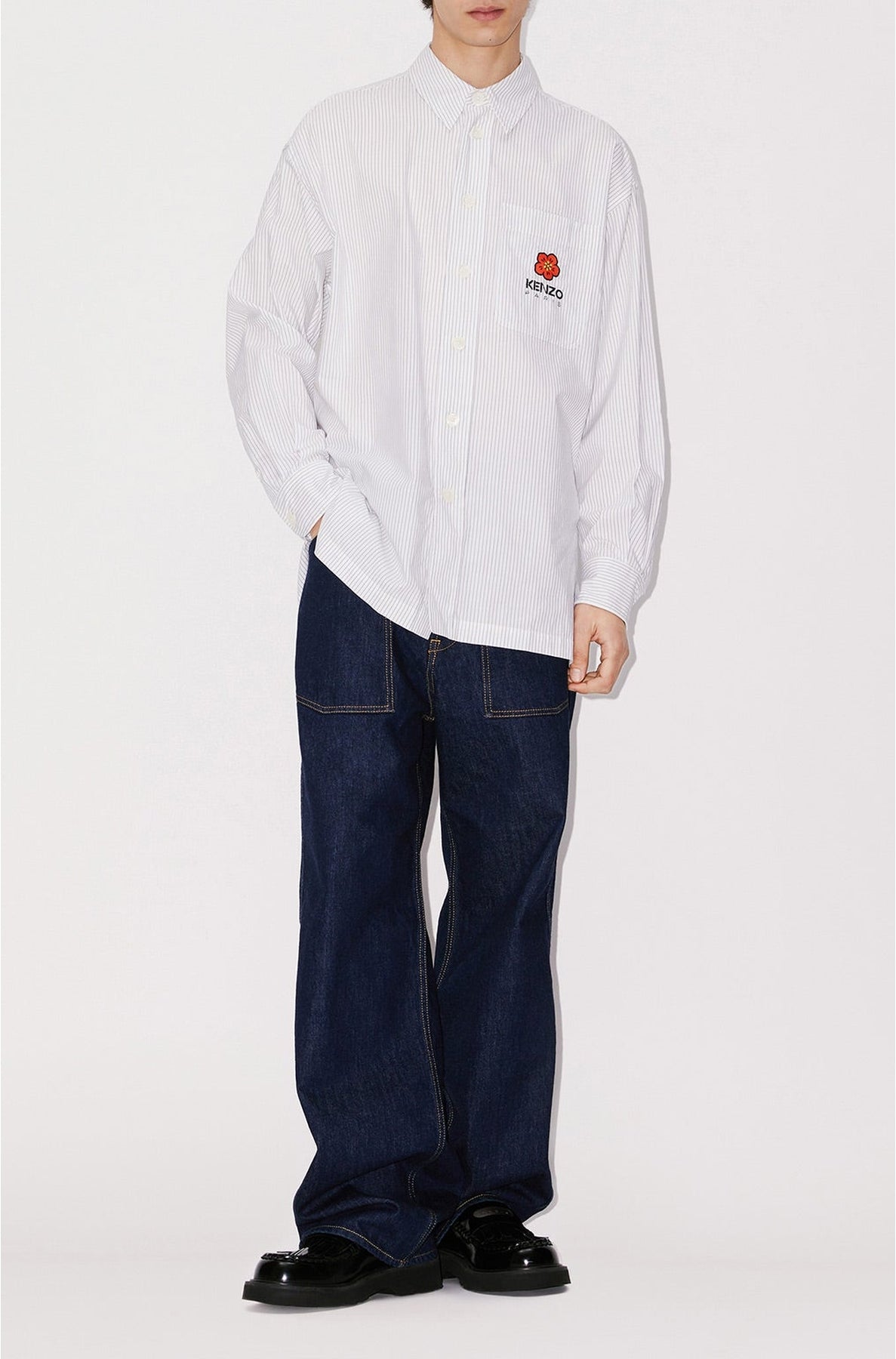Chemise oversize à rayures "Boke Flower" - Midnight Blue