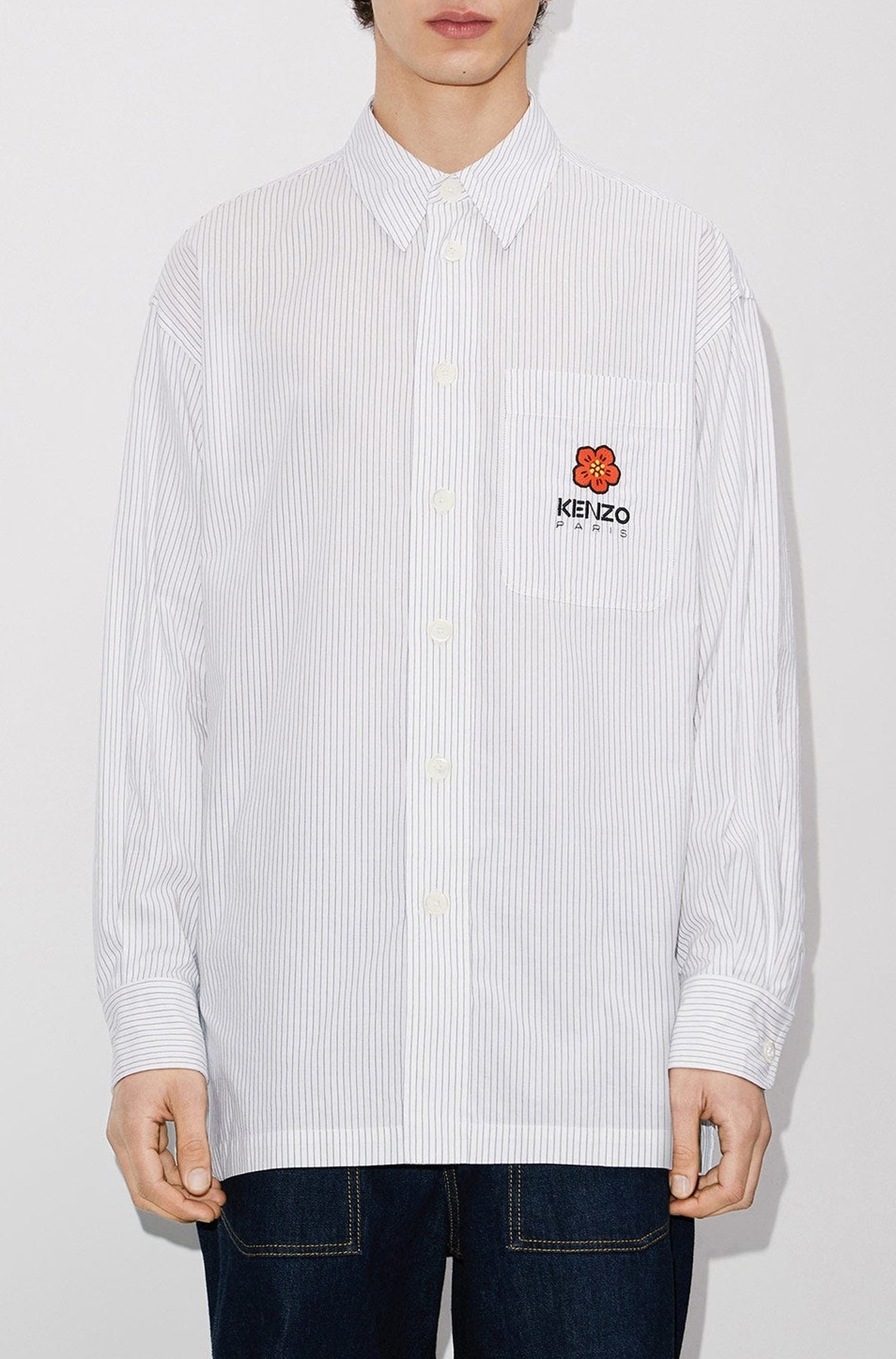 Chemise oversize à rayures "Boke Flower" - Midnight Blue