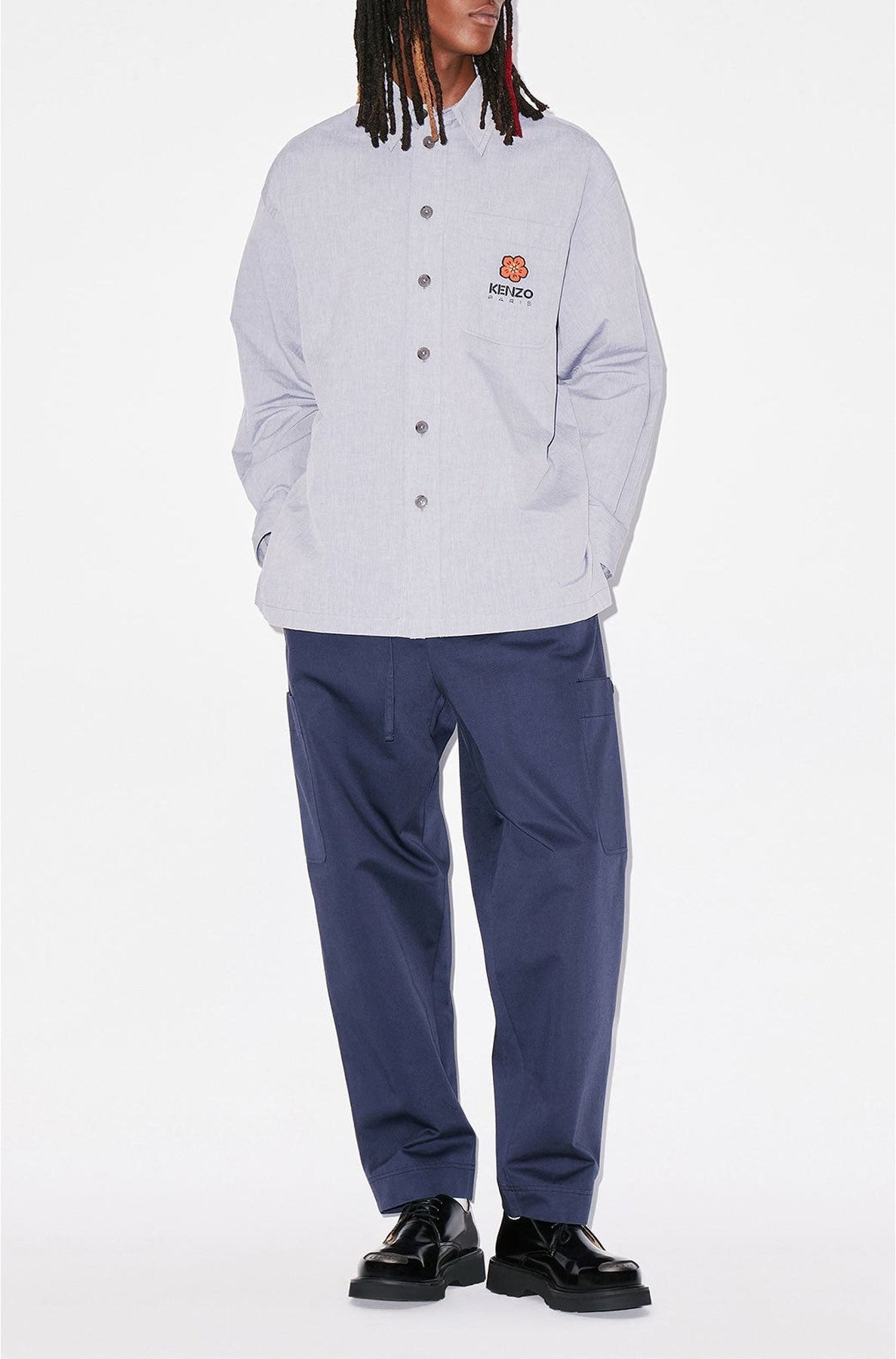 Chemise oversize "Boke Flower Crest" - Midnight Blue